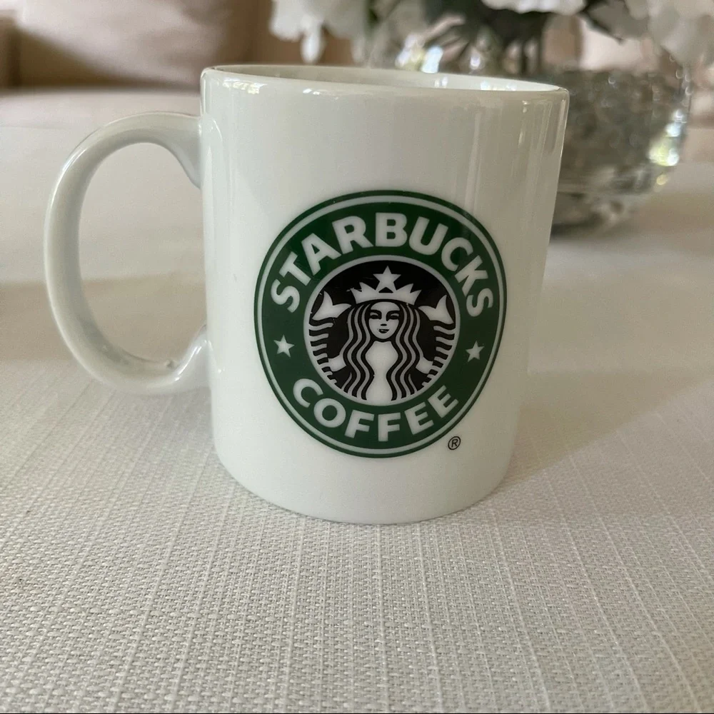 Two Starbucks 2005 White Porcelain 9 Oz. Coffee Cup Mug